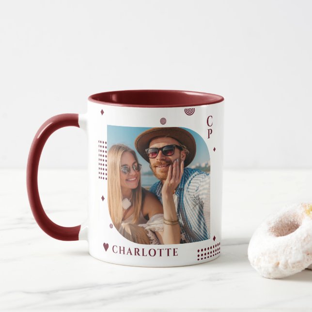 Taza Nombre del monograma Foto de moda Simple Moderna (Con donut)