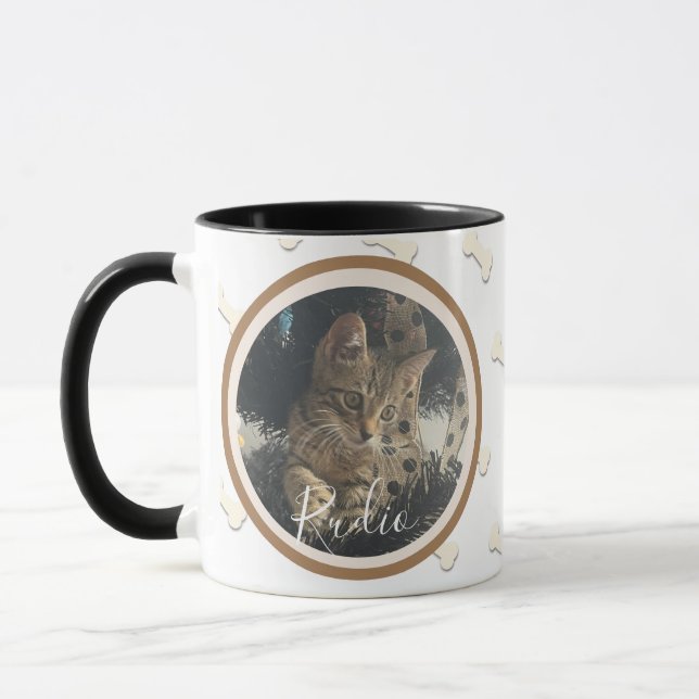 Taza Nombre del patrón óseo de la foto del Mascota de p (Izquierda)