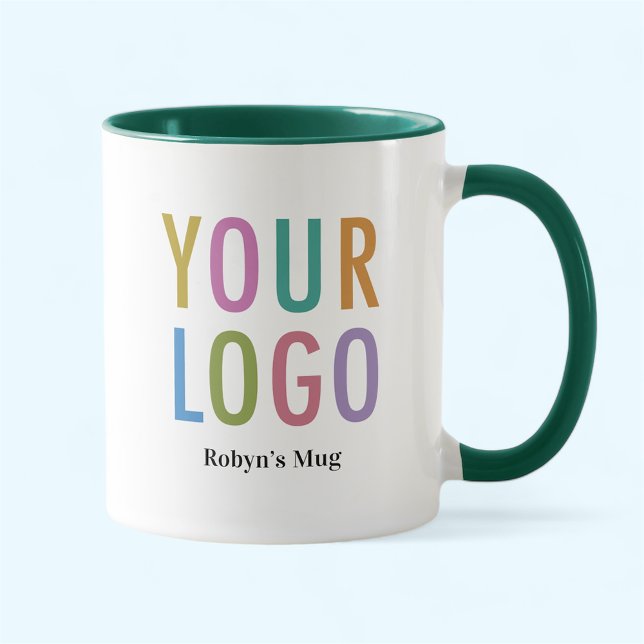 Taza Nombre del personal del logotipo del Personalizado (MISOOK 11 oz Green Two Tone Mug with Logo)