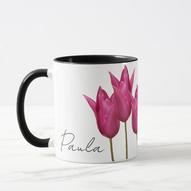 Taza Nombre del personalizable Paula bonito tulipanes r (Izquierda)