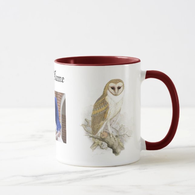 Taza Nombre del personalizar Foto Búho Clásico Mug, 11  (Derecha)