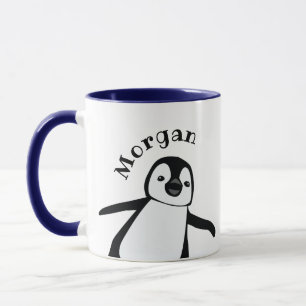 Taza Nombre Divertido de Pingüino Lindo Personalizado