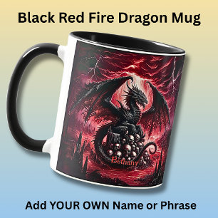 Taza Nombre, Dragón de Fuego Fantasía con Calaveras