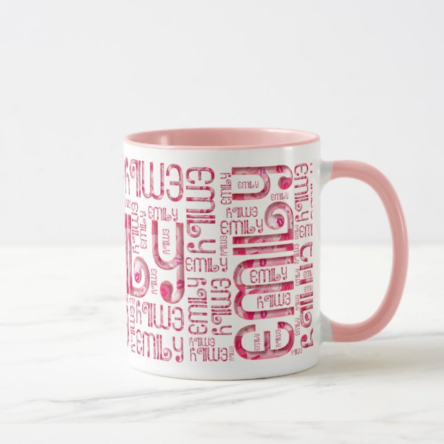 Taza Nombre Emily Cute Love Hearts Typography Mug (Derecha)