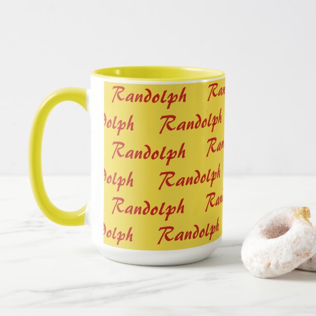 Taza - Nombre en baldosas en letra script (Con donut)