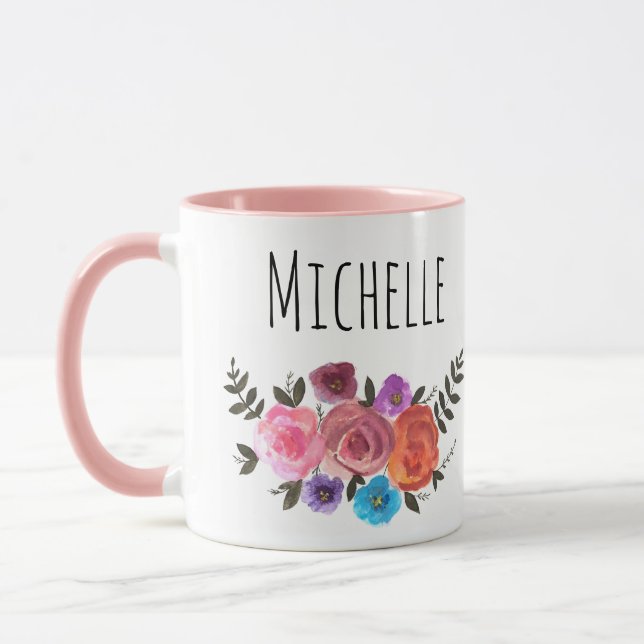 Taza Nombre floral de acuarela (Izquierda)