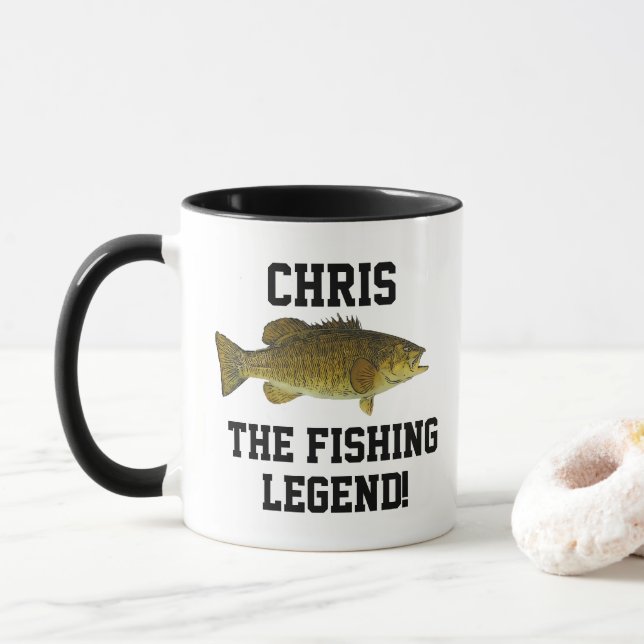 Taza Nombre gracioso Leyenda de pesca Smallmouth Bass S (Con donut)