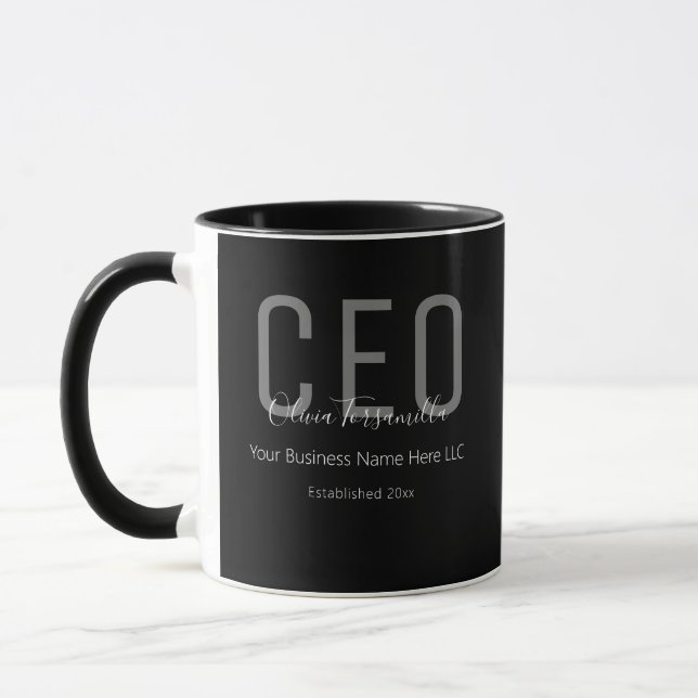 Taza Nombre Gray Black CEO Coffee Mug (Izquierda)