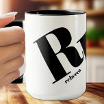 Taza Nombre inicial del monograma<br><div class="desc">Su monograma inicial en grandes letras de moda junto con su nombre de pila debajo aparece en esta taza de café única - ideal para usted o para regalar como regalo. *CONSEJO: Es posible que necesite utilizar las herramientas de edición para ajustar la posición de su posición inicial.</div>