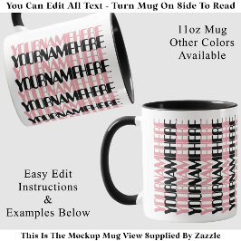 Taza Nombre Largo Personalizado Mensaje Oculto Rosa Per