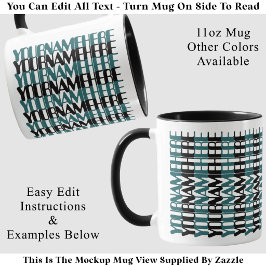 Taza Nombre Largo Personalizado Teal Mensaje Oculto Per