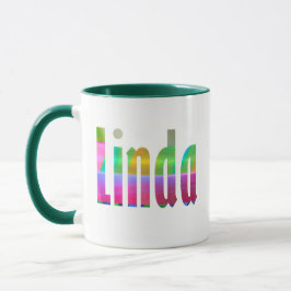 Taza Nombre luminoso y colorido de "Linda"