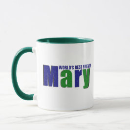 Taza Nombre "Mary" colorido personalizado, verde y azul
