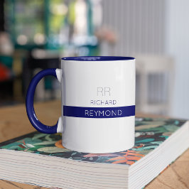 Taza nombre masculino elegante de tipografía en azul