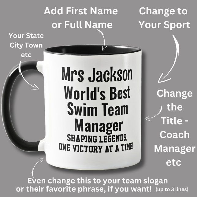 Taza Nombre, Mejor Gerente De Equipo De Swim De Worlds (Subido por el creador)