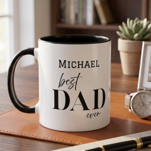Taza Nombre Mejor Papá Nunca Tipografía Simple Padre