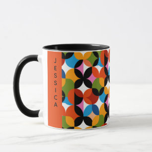 Taza Nombre moderno de mediados de siglo con patrón ret