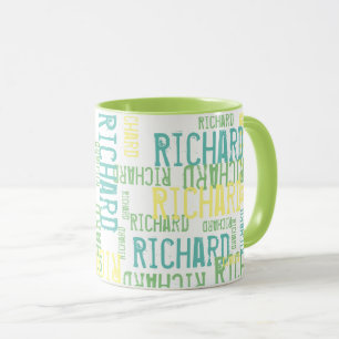 Taza nombre moderno y fresco de la tipografía verde