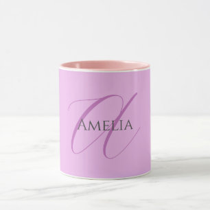 Taza Nombre Monograma Letra inicial Orquídea & Lilac