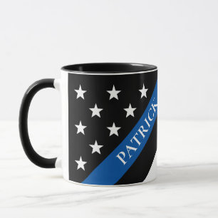 Taza Nombre monogramado de la bandera delgada de la lí