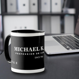 Taza Nombre Monogramado Negro moderno