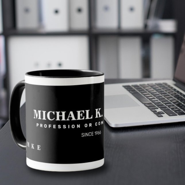 Taza Nombre Monogramado Negro moderno (Subido por el creador)