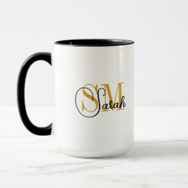 Taza Nombre monogramado y café elegante con firma