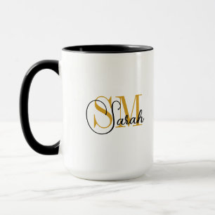 Taza Nombre monogramado y café elegante con firma