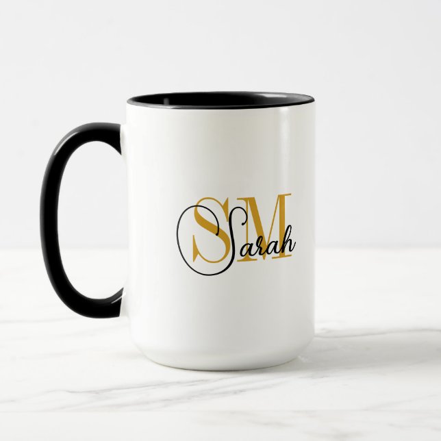Taza Nombre monogramado y café elegante con firma (Izquierda)