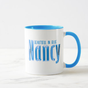 Taza Nombre "Nancy" personalizado en tonos azules