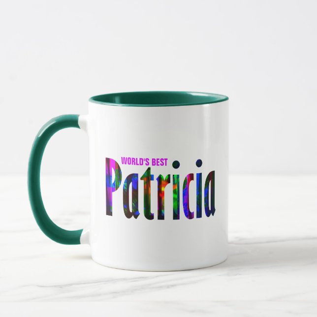 Taza Nombre "Patricia" colorido de resumen enriquecido  (Izquierda)