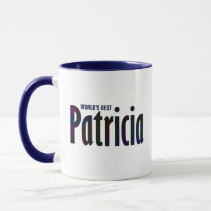 Taza Nombre "Patricia" de la placa azul, roja profunda 