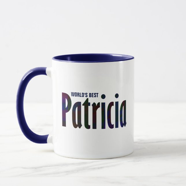 Taza Nombre "Patricia" de la placa azul, roja profunda  (Izquierda)