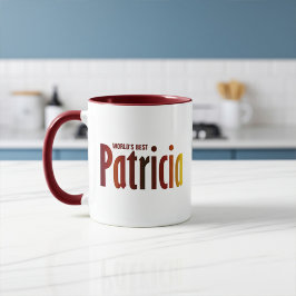 Taza Nombre "Patricia" personalizado en tonos rojos y a