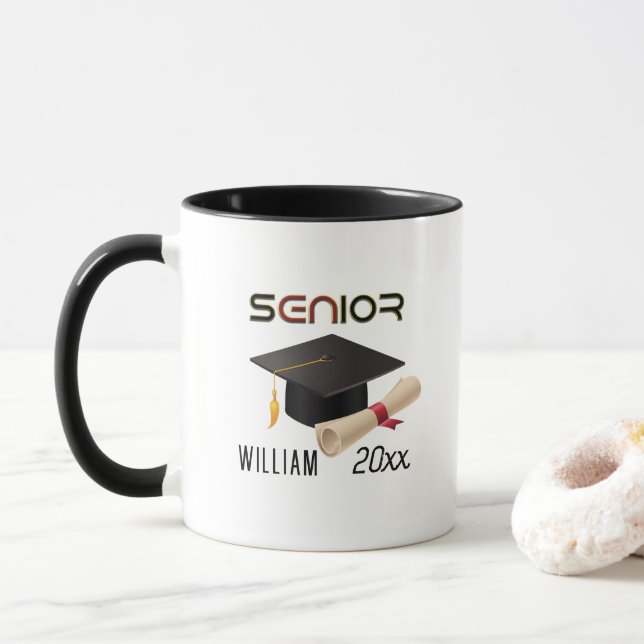 Taza Nombre personal, graduado en 2023 (Con donut)