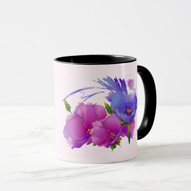 Taza Nombre personalizado acuarela regalo floral (Anverso derecho)