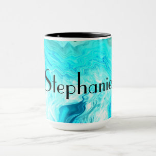 Taza Nombre personalizado Agate Gemstone Geode Art Negr