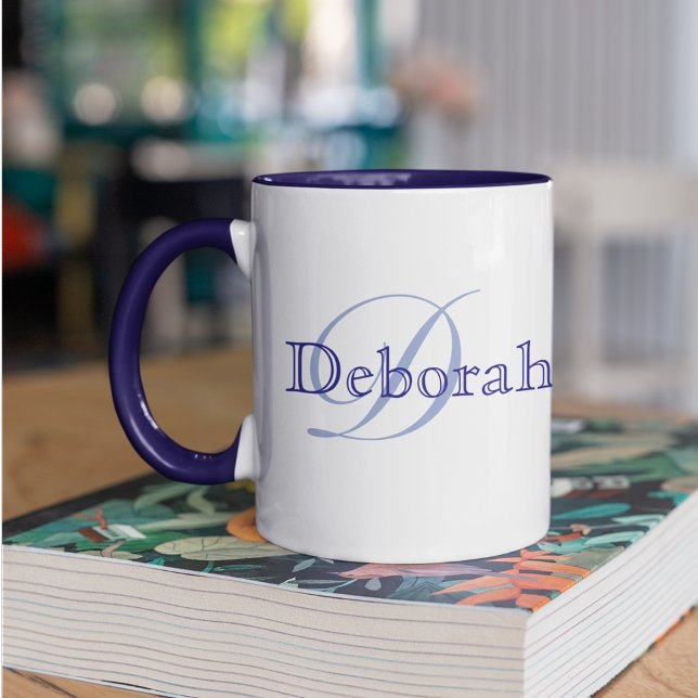 Taza Nombre personalizado / Azul monograma (Subido por el creador)