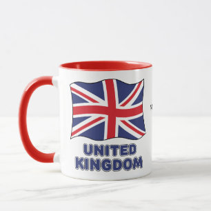 Taza Nombre personalizado Bandera de Reino Unido