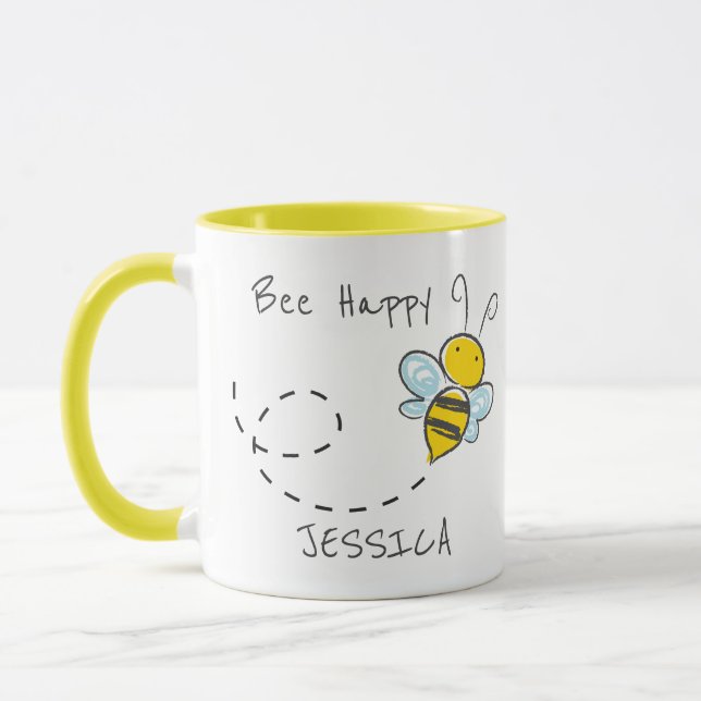 Taza Nombre personalizado | Bee Happy (Izquierda)