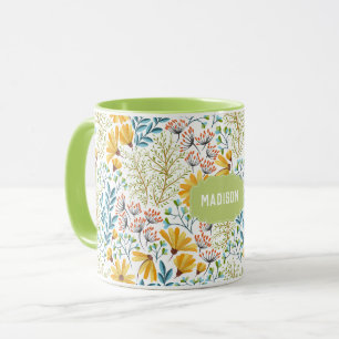 Taza Nombre personalizado Bombas de Ilustracion de flor