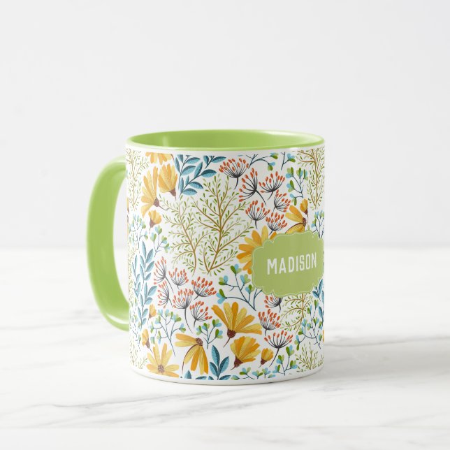Taza Nombre personalizado Bombas de Ilustracion de flor (Anverso izquierdo)