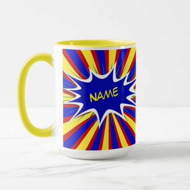 Taza Nombre personalizado Coffee Mug de superhéroe de h (Izquierda)