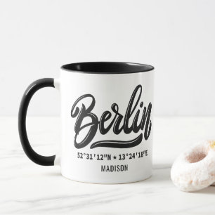 Taza Nombre personalizado coordenadas de Berlín Alemani