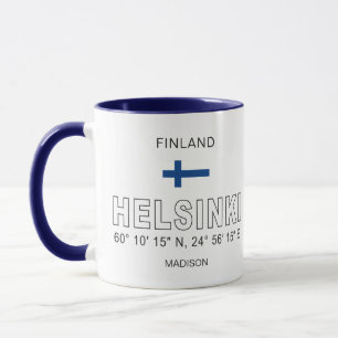 Taza Nombre personalizado Coordenadas de Helsinki