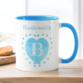Taza Nombre personalizado Corazón azul de punto de polk