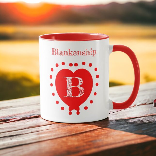 Taza Nombre personalizado Corazón rojo del punto de pol (Indoors or outdoors enjoy your favorite beverage in this two sided custom designed ceramic mug. )
