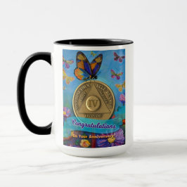 Taza NOMBRE PERSONALIZADO DE 4 Años Flores de mariposas