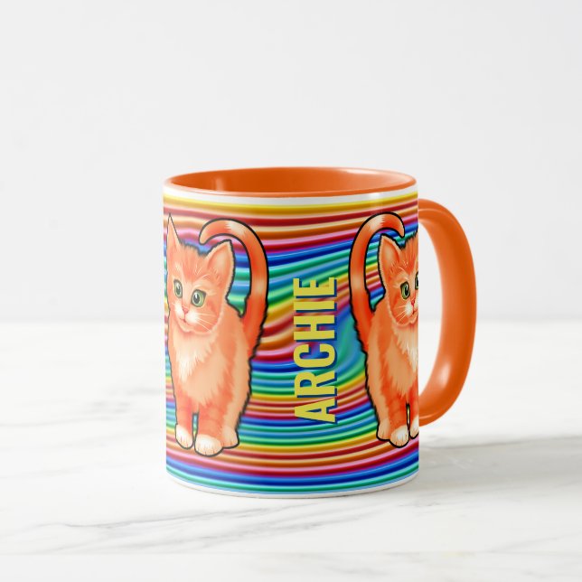 Taza Nombre personalizado de arcos y gatitos Mug. Coffe (Anverso derecho)