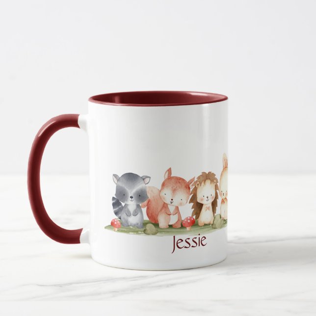 Taza Nombre personalizado de arte animal acuarela de Wo (Izquierda)